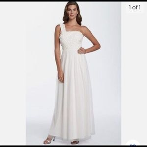 NWT One Shoulder Beaded White Gown
